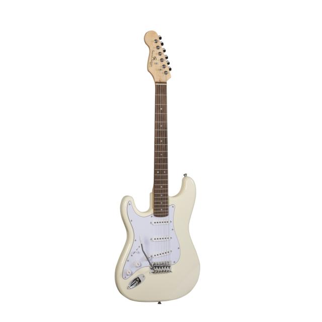 Left handed double cutaway electric guitar with 3 single coils