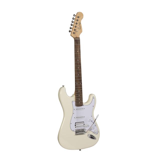 Double cutaway electric guitar with 2 single coils + 1 humbucker