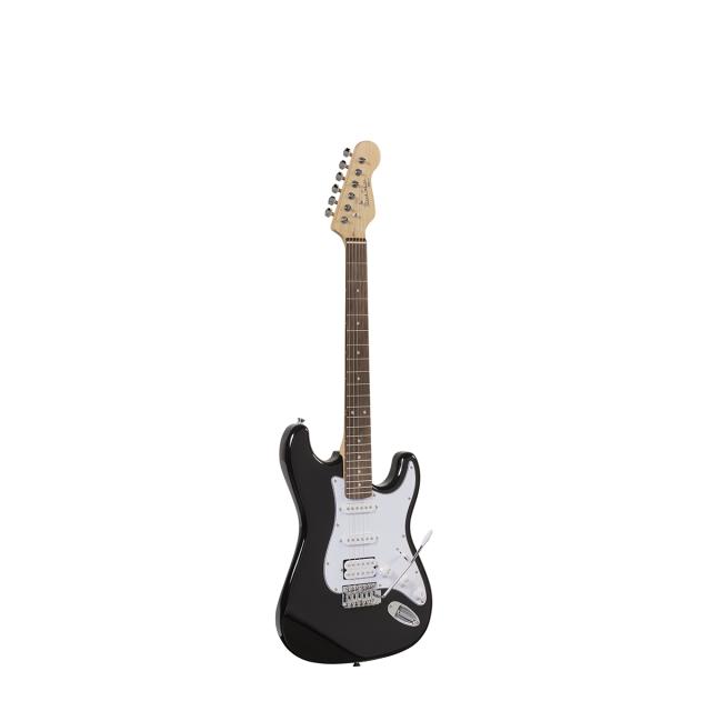 Double cutaway electric guitar with 2 single coils + 1 humbucker