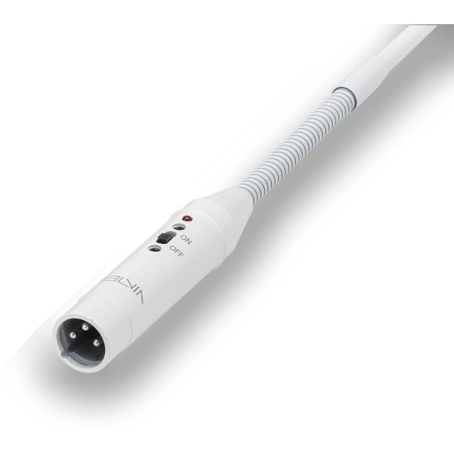 Microfono a collo d'oca cardioide con interruttore - lunghezza 55 cm, Bianco