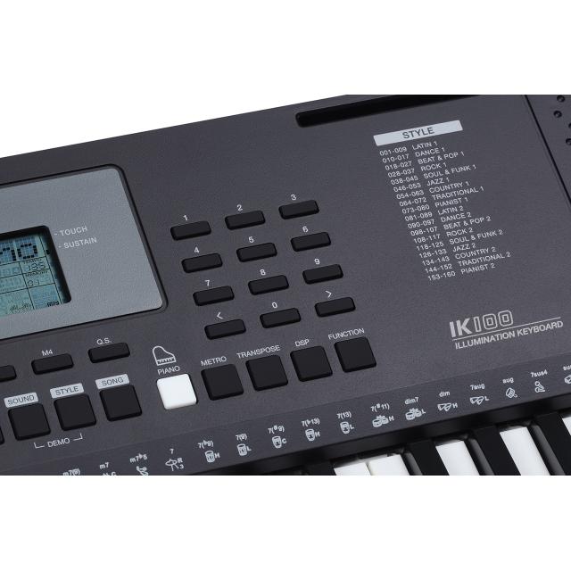 61-keys "Touch Response" entry level keyboard with LED key lighting system.