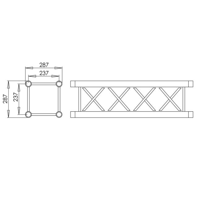 29 CM SQUARED TRUSS  OF 1M. P SERIES. ALLUMINIO NATURALE