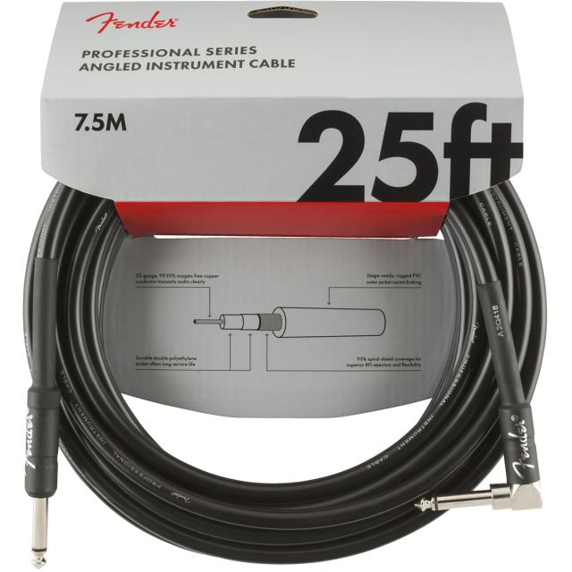 Professional Series Instrument Cables Straight/Angle 25' Black