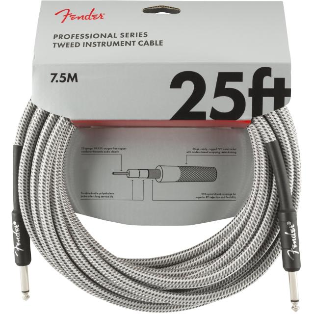 Cavo per strumenti serie Professional 25' White Tweed