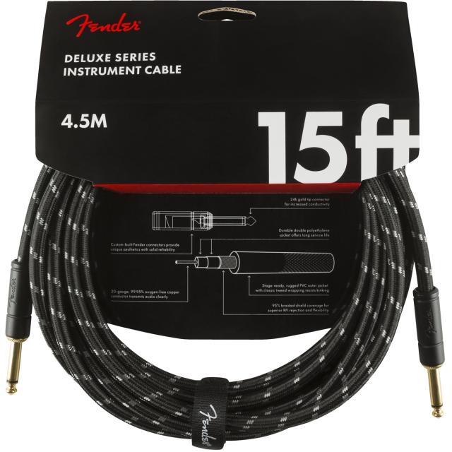 Deluxe Series Instrument Cable Straight/Straight 15' (4,5 m)  Black Tweed