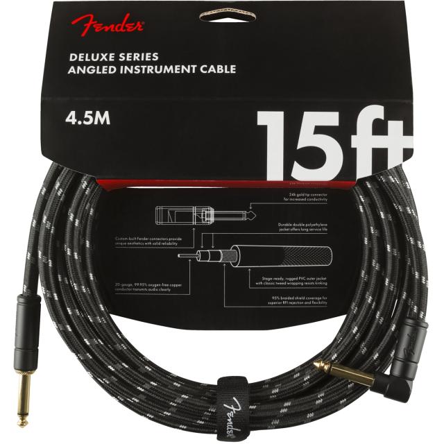 Deluxe Series Instrument Cable Straight/Angle 15' (4,5 m)  Black Tweed