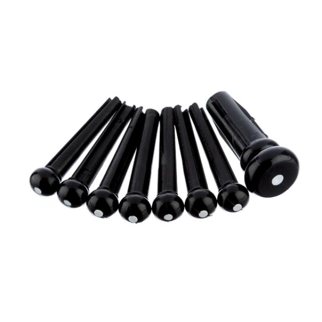 Bridge Pin Set Black with White Dot 7-pack