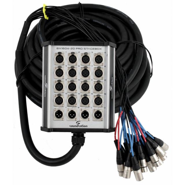 Professional aluminium stage box featuring 16 in/ 4 out