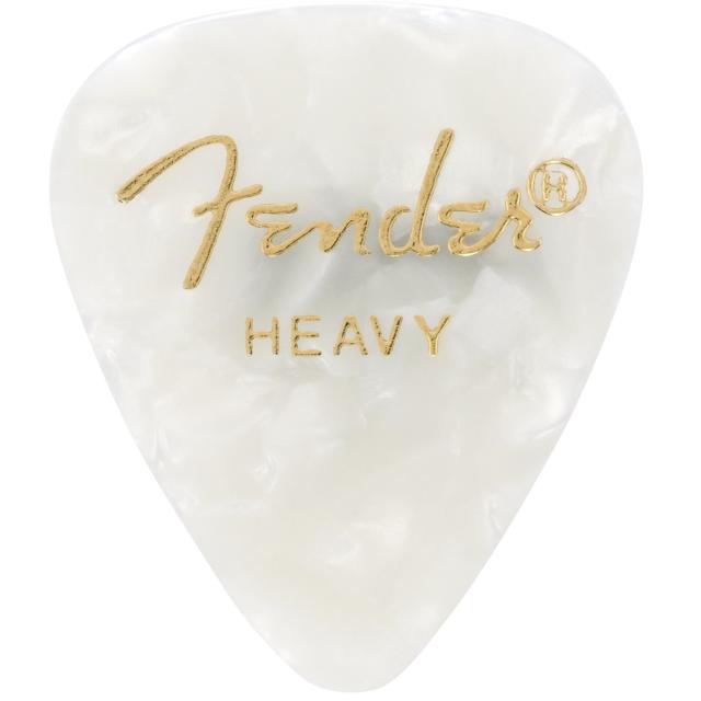 Premium Celluloid 351 Shape Picks, Heavy, White Moto, 12-Pack