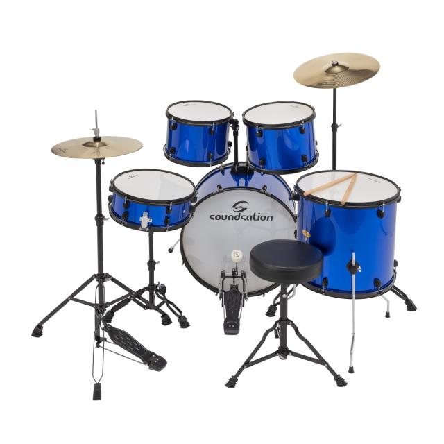 Wrapped metallic Blue finish 5 pcs Drum set in poplar