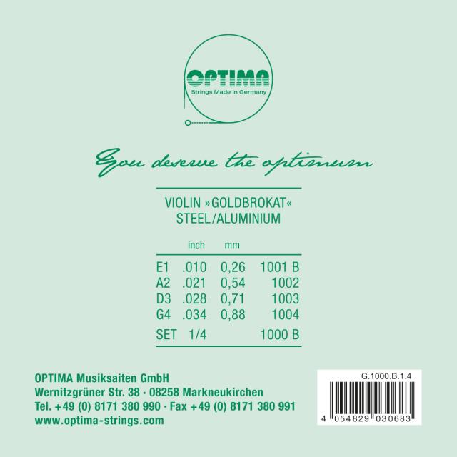 VIOLIN  OPTIMA GOLDBROKAT SET 1000 B 1/4