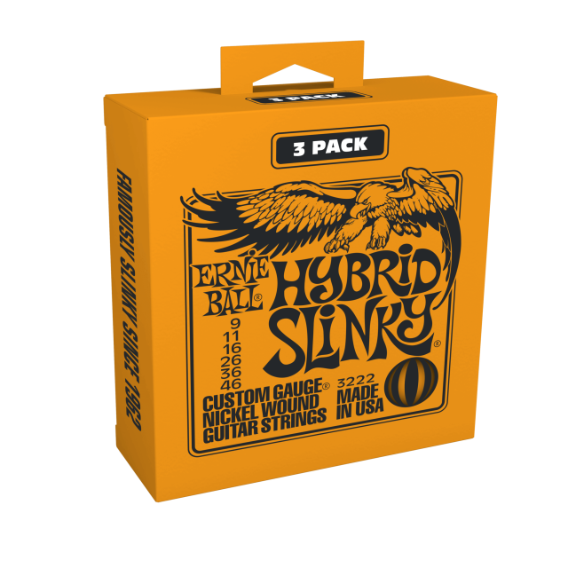 Hybrid Slinky Nickel wound electric guitar strings 3-pack 9/46