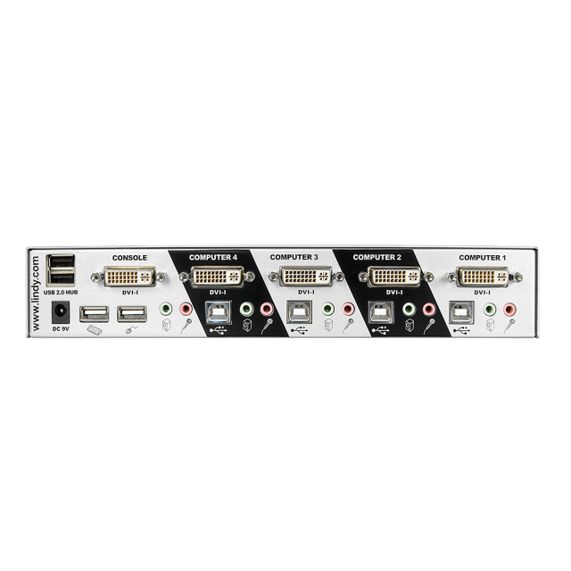 4 Port DVI-I Single Link, USB 2.0 & Audio KVM Switch