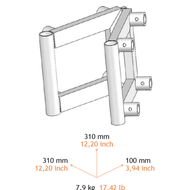 Cerniera di Giunzione per Truss Quadrata da 29 cm Nera (29BIPB)