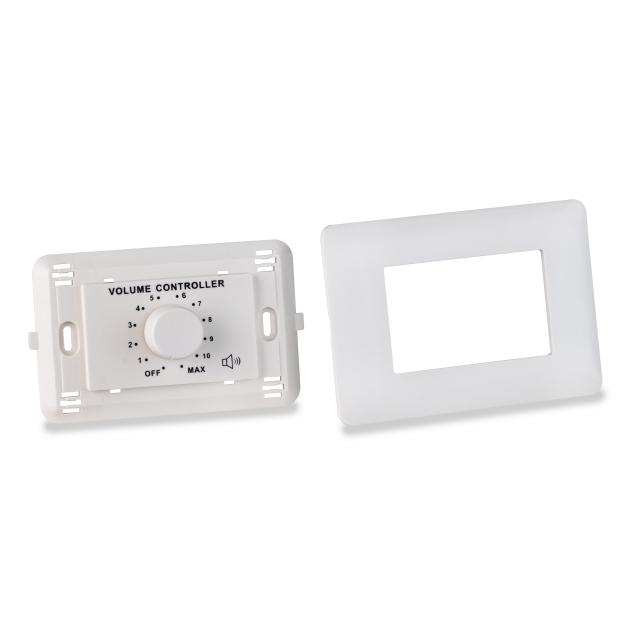 60W Volume attenuator for 70-100V speakers, 11 positions + Off,  with auxiliary line and 24V alarm control