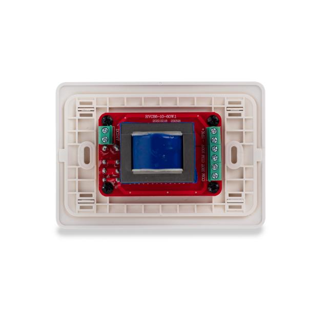 60W Volume attenuator for 70-100V speakers, 11 positions + Off,  with auxiliary line and 24V alarm control