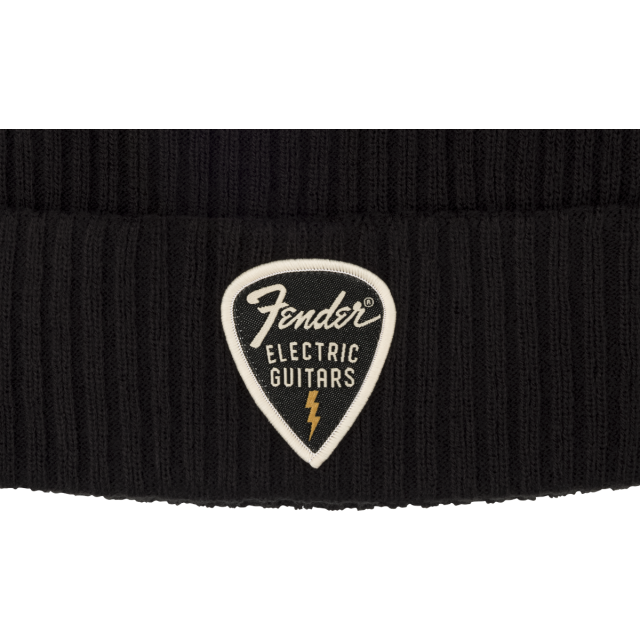 Fender® Pick Patch Ribbed Beanie, Black