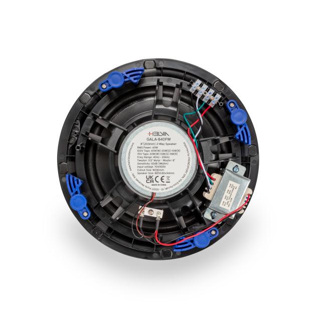 40W 70V/100V 2-Way 8” Ceiling Speaker with Frameless Grille, White