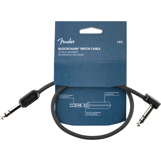 Blockchain 16" Patch Cable, Stereo TRS, Straight/Angle