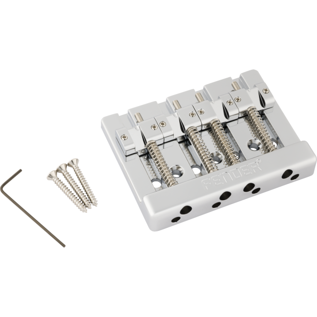 Ponte Fender HiMass String-Through 4-String Bass Assembly Brass Saddles, Chrome 0994411000