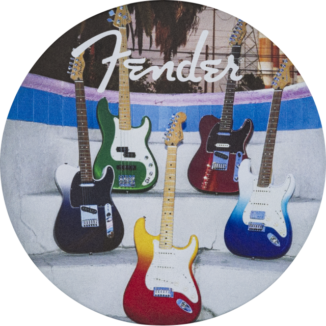 Fender™ Guitars Coasters, 4-Pack, Multi-Color Leather