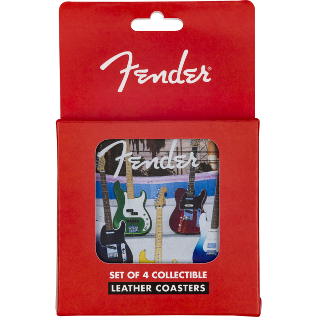 Fender™ Guitars Coasters, 4-Pack, Multi-Color Leather