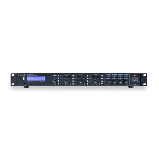 4x60W Rackmount 4-In / 4-Out Matrix Mixer-Amplifier with Multi-Player
