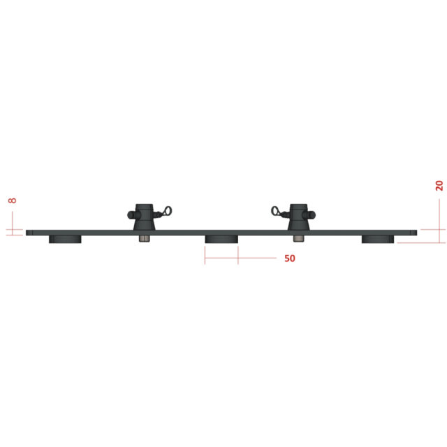 600 x 600 x 8 mm Rectangular Base for Truss with Slotted Holes Black (F70ABS668)