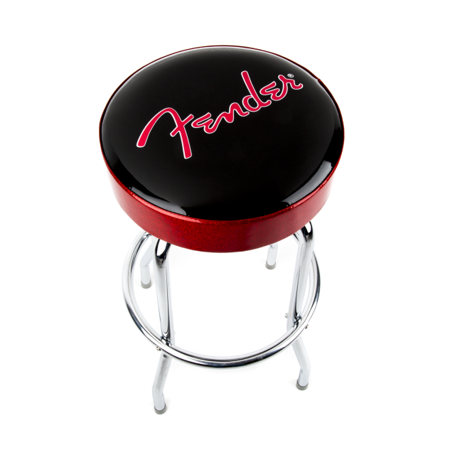 Sgabello da bar con logo nero in rilievo Fender™, nero/rosso, 30"