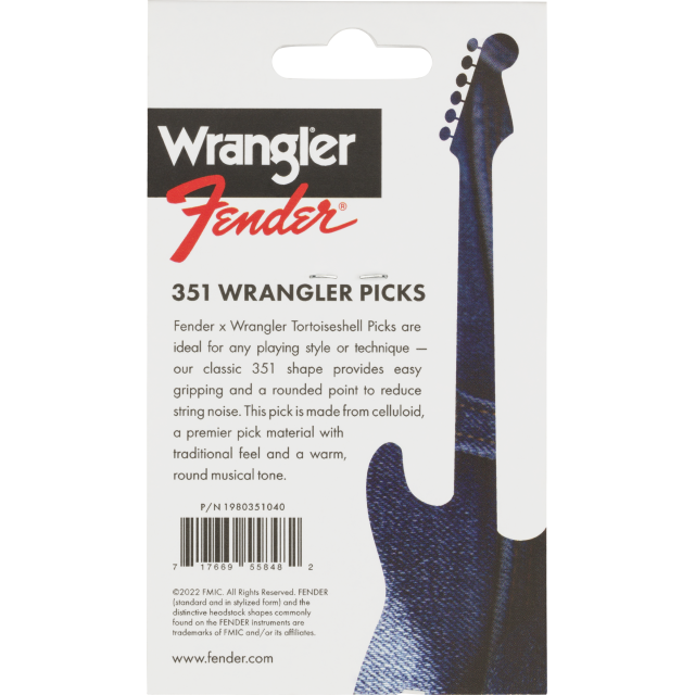 Fender® and Wrangler® Picks, 351 Shape, Tortoiseshell, (8pcs)