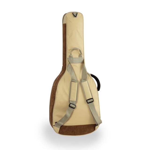 Acoustic guitar bag with suede leather inserts