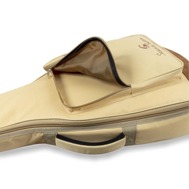 Electric guitar bag with suede leather inserts