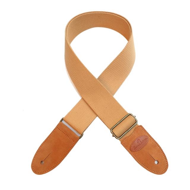 Cotton strap for guitar/bass with real suede leather ends