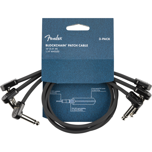 Pack da 3 cavi Patch Fender Blockchain 16", Angled/Angled