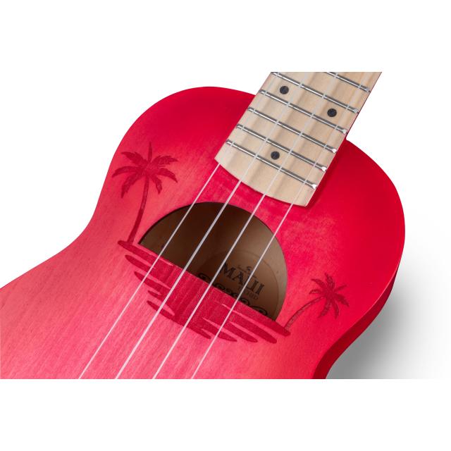 Soprano ukulele with inlaid drawing and bag