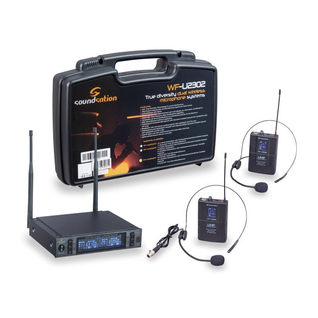 Radiomicrofono True Diversity con 2 trasmettitori tascabili più archetti 630-660MHz