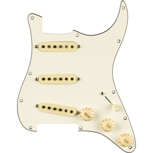 Fender Pre-Wired Strat Pickguard, Pure Vintage '59 w/RWRP Midde, Parchment 11 Hole PG