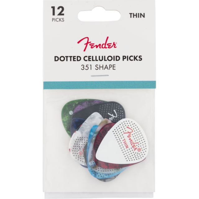Plettri Fender 351 Dotted Celluloid Picks, 12-Pack, Thin 1980200100