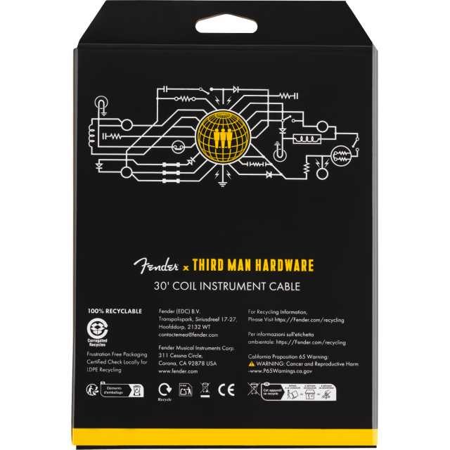 30' Coil Cable, Fender x Third Man Hardware, Yellow