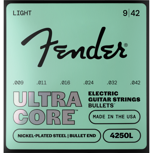 Muta Fender Ultracore™ Bullets™ 420R Guitar Strings, Nickel-Plated Steel, Bullet End, Gauges .009-.042 0733250503