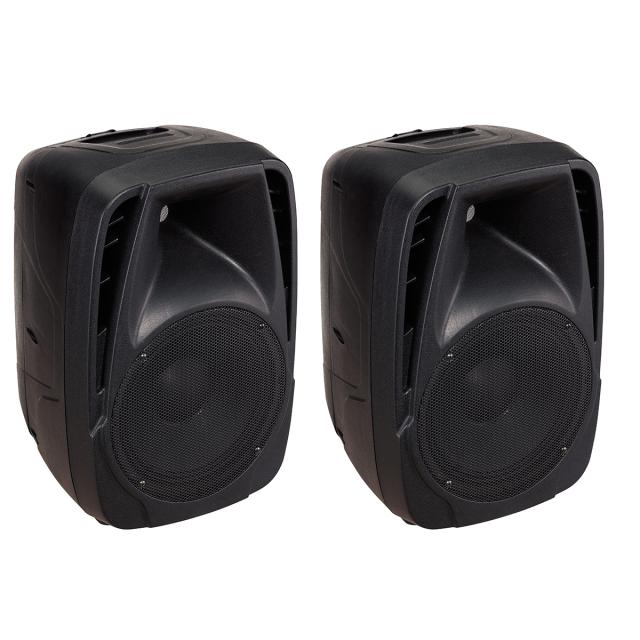 2x100W Portable PA System with active mixer and two passive 2-Way Speakers