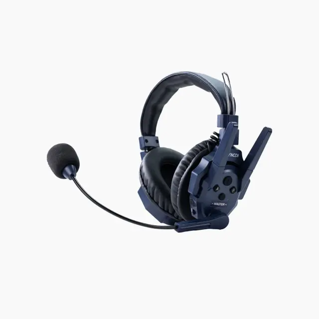 (1x unit, dual-ear) 2-Way Intercom Communication Headset, 500m Transmission Range with Master-Free Connection, App Control, Team Expansion and Smart Group Management