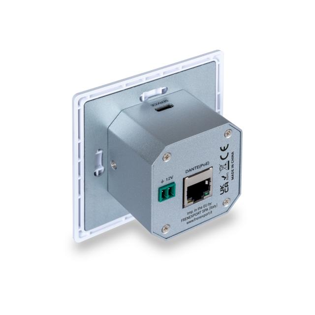 Bluetooth Audio to Dante® 2x2 Wall Plate with PoE (EU/UK 1-Gang)