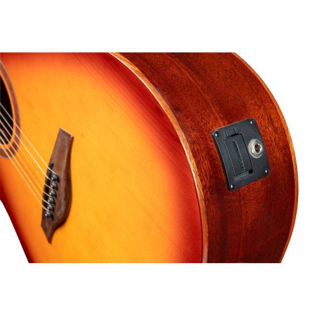 Dreadnought cutaway acoustic guitar with mahogany armrest and preamp (Glossy version)