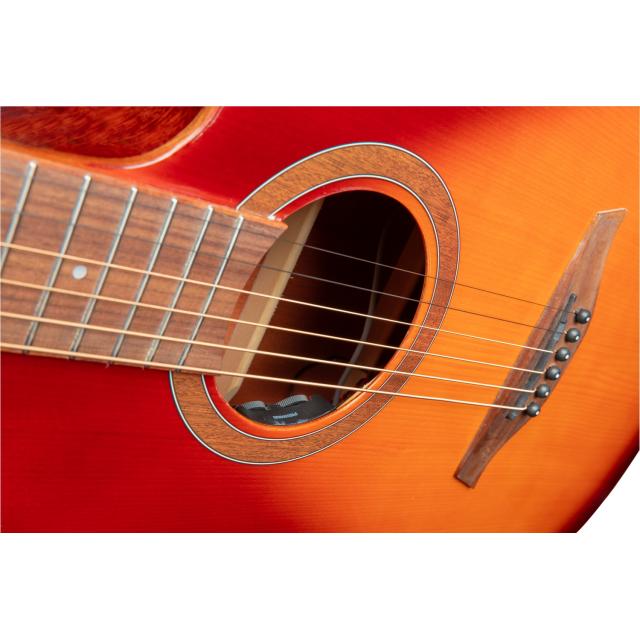 Dreadnought cutaway acoustic guitar with mahogany armrest and preamp (Glossy version)