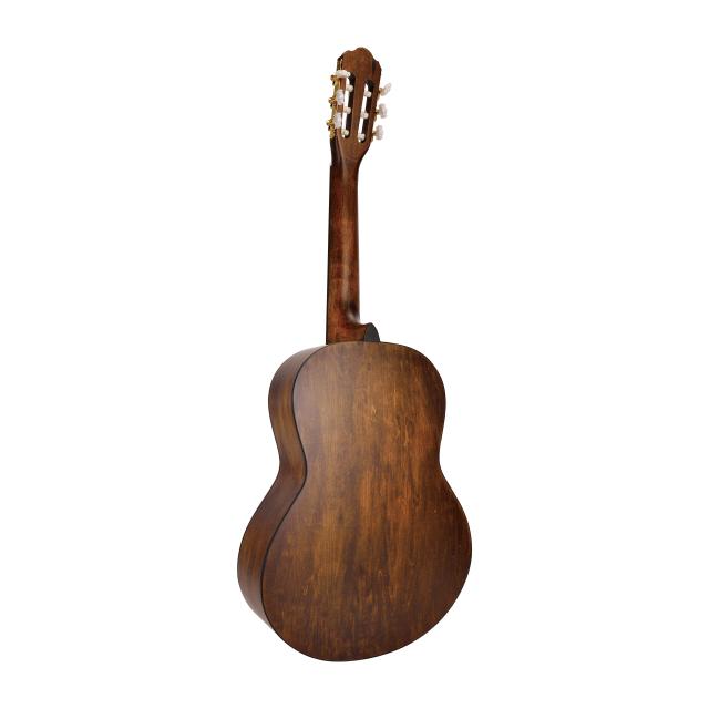 3/4 classical guitar featuring solid spruce top and engraved rosette