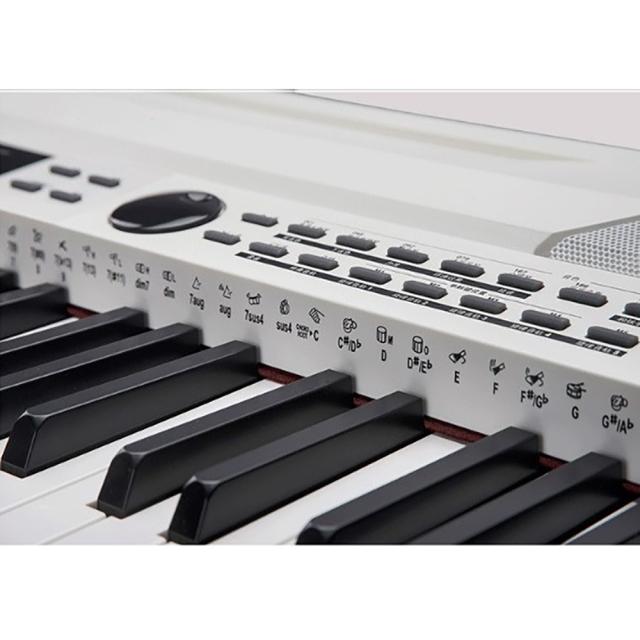 Stage Piano with 88 Keys hammer action keyboard, automatic accompaniments and white finish.