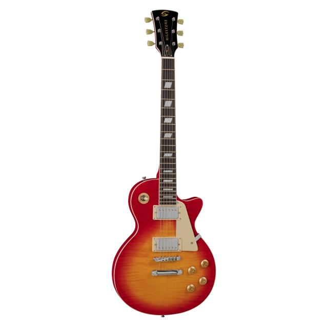 Arch top cutaway electric guitar with 2 humbuckers and set-in neck