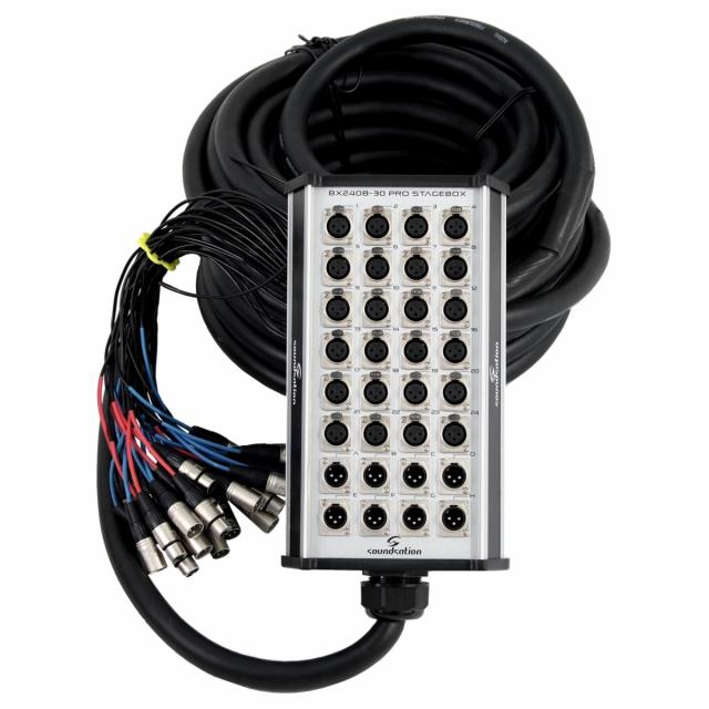 Professional aluminium stage box featuring 24 in/ 8 out