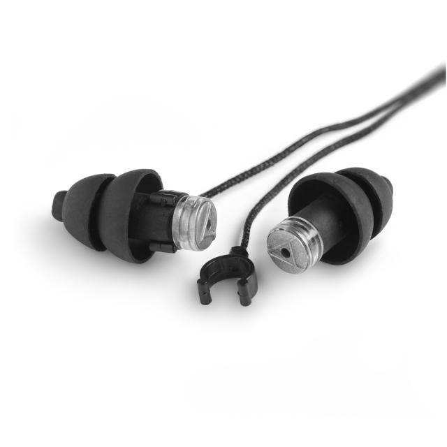 Earplug kit for hearing protection including 3 attenuation filters and travelbox - Black edition